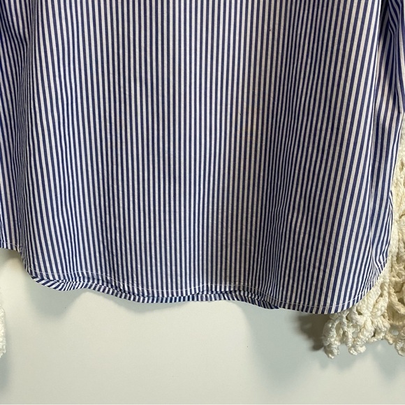 JACQUEMUS Blue Striped Crochet Sleeve Blouse Top! Women’s 38 / 6 Made In France - Picture 3 of 9